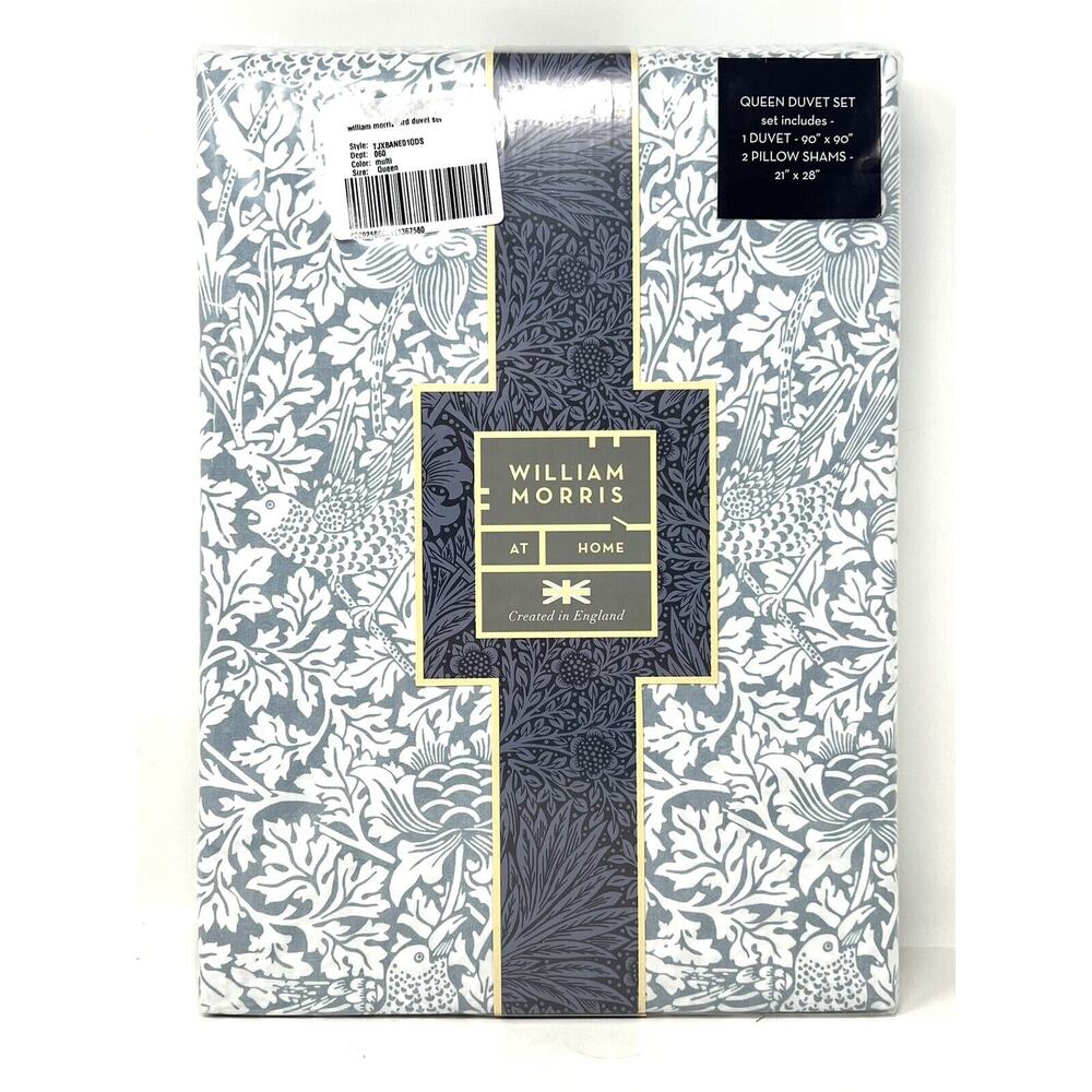 William Morris Bird Anemone Mineral QUEEN Duvet Cover Set Lt Blue NEW IN PACKAGE